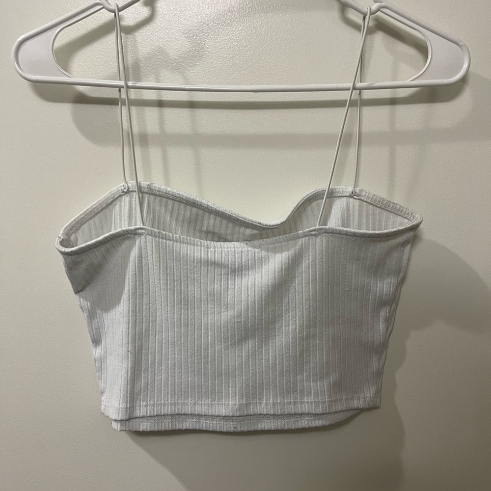 White Ribbed Crop Top - Picture 3 of 3